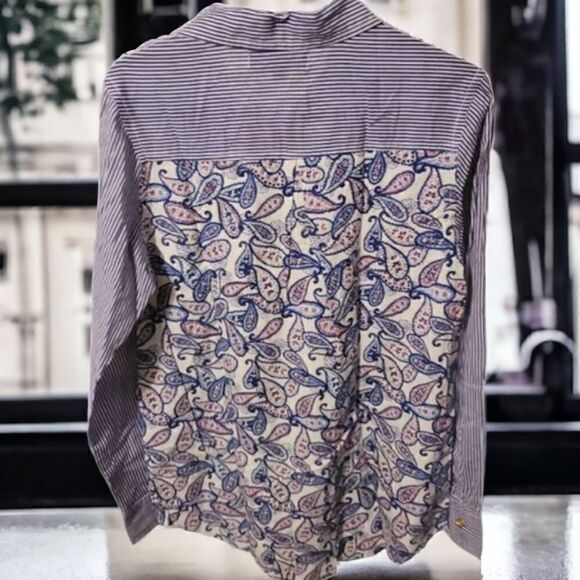 Liza Byrd Striped Paisley Top Size XS - Picture 2 of 11